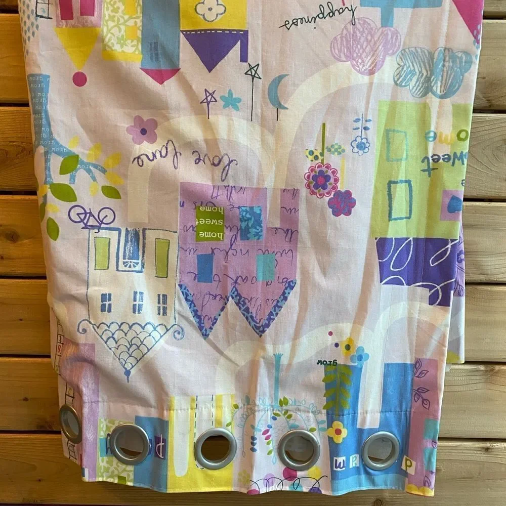 Simple Adorable Girls Pastel Home Sweet Home House design Curtain Set